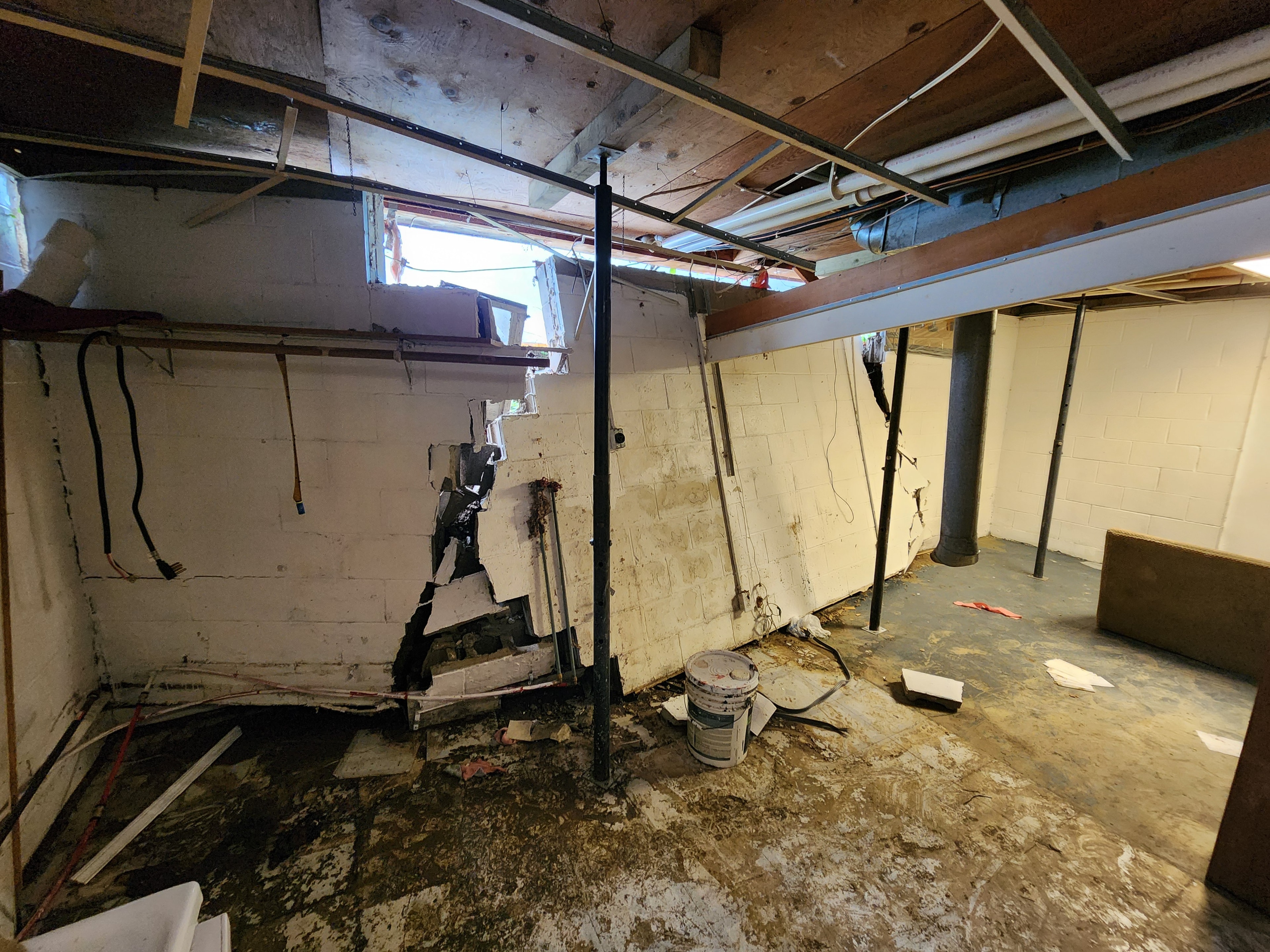 Collapsed Foundation Wall Replacement — before