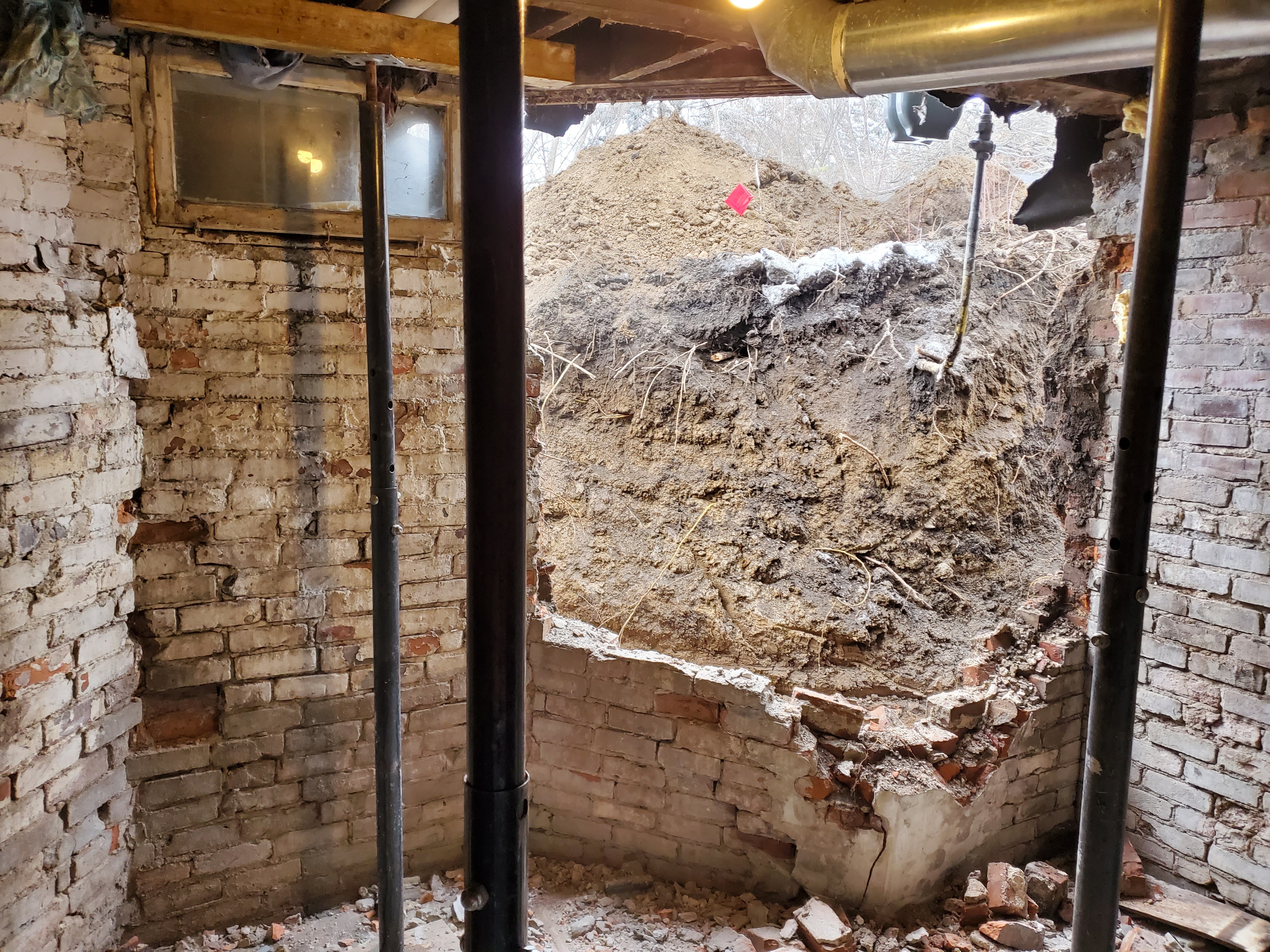 Collapsed Foundation Wall Replacement — before