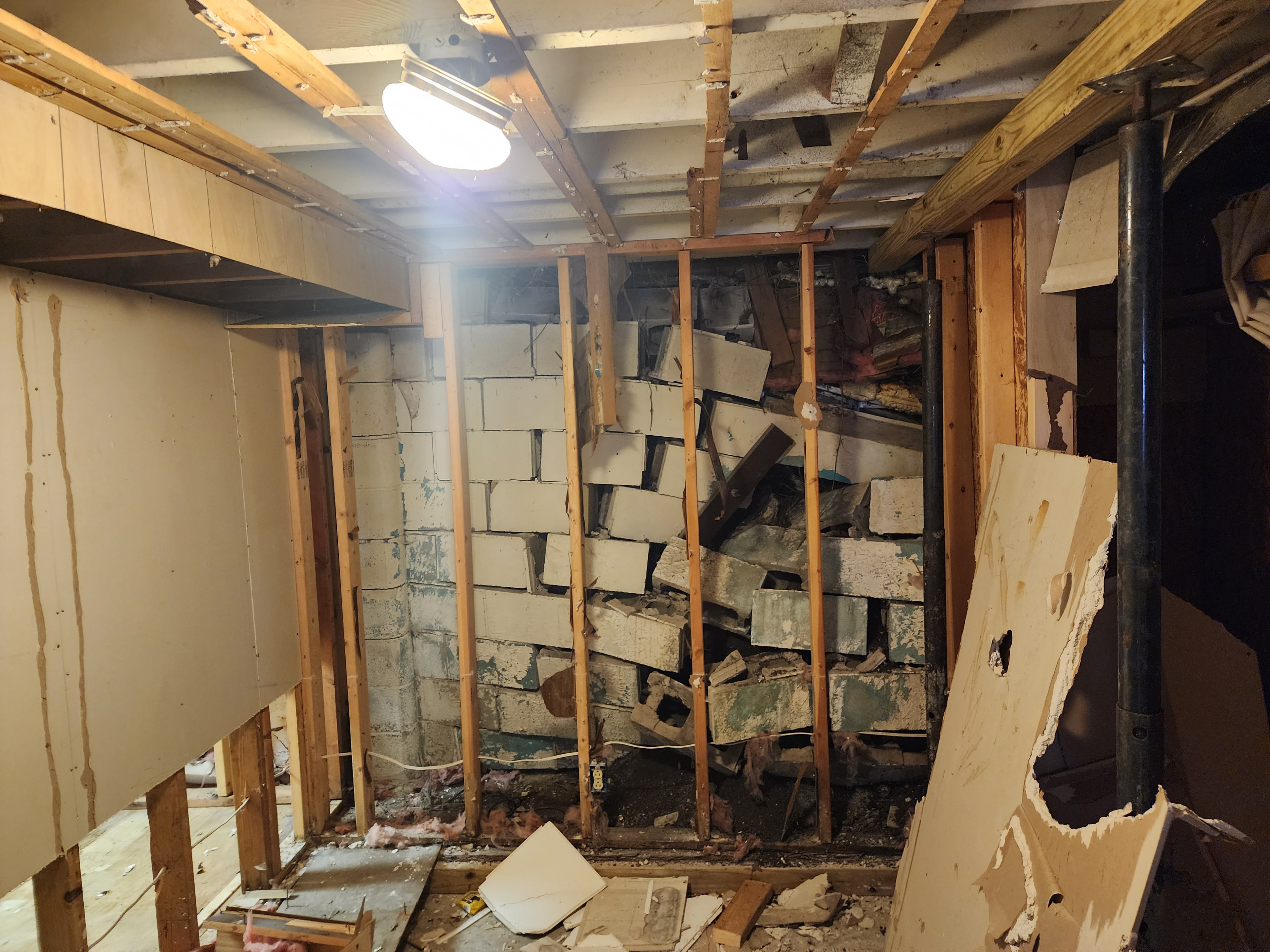 Collapsed Foundation Wall Replacement — before